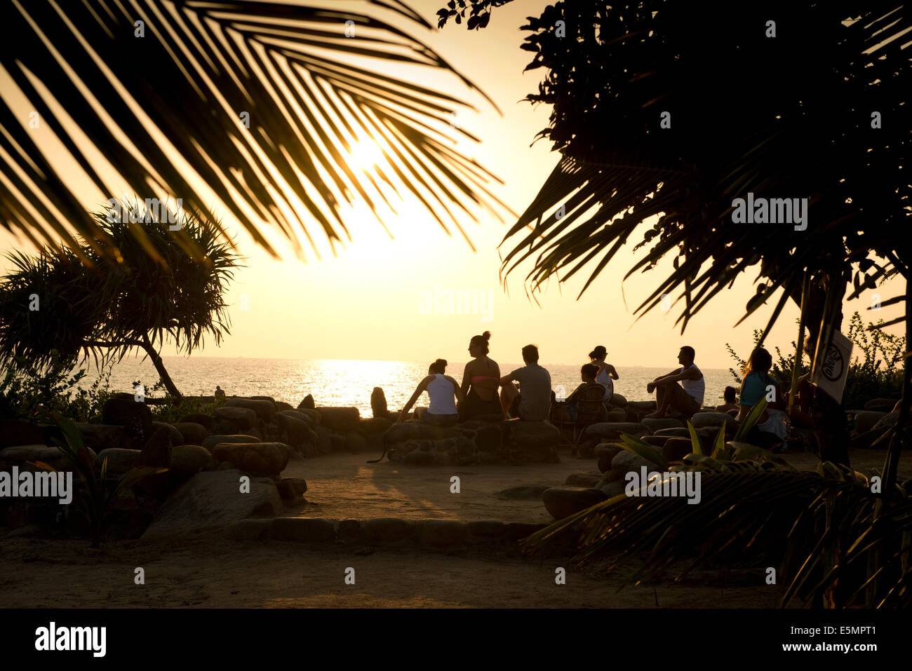 Sunset Beach-bar, Canacona, Palolem, Goa Indien Stockfoto