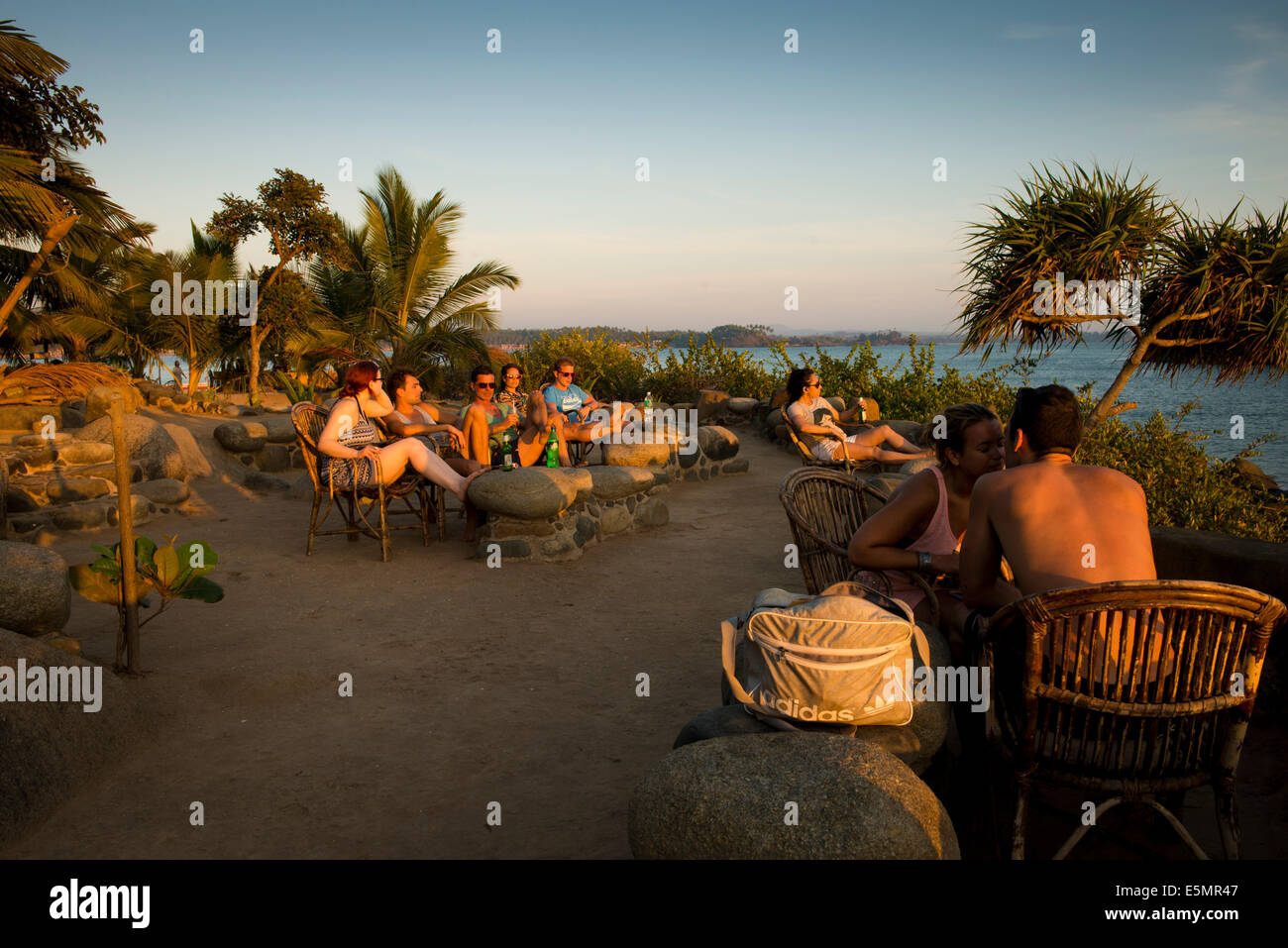 Sunset Beach-bar, Canacona, Palolem, Goa Indien Stockfoto