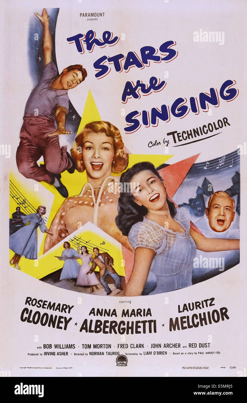 DIE Sterne sind singen, US Plakatkunst von oben links: John Archer, Rosemary Clooney, Anna Maria selbst, Lauritz Melchior, Stockfoto