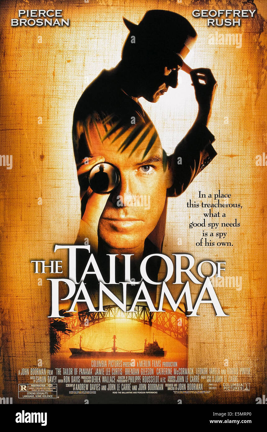 THE TAILOR OF PANAMA, USA Plakatkunst, Geoffrey Rush, (wieder), Pierce Brosnan (Einschub), 2001, © Columbia Bilder/Courtesy Everett Stockfoto