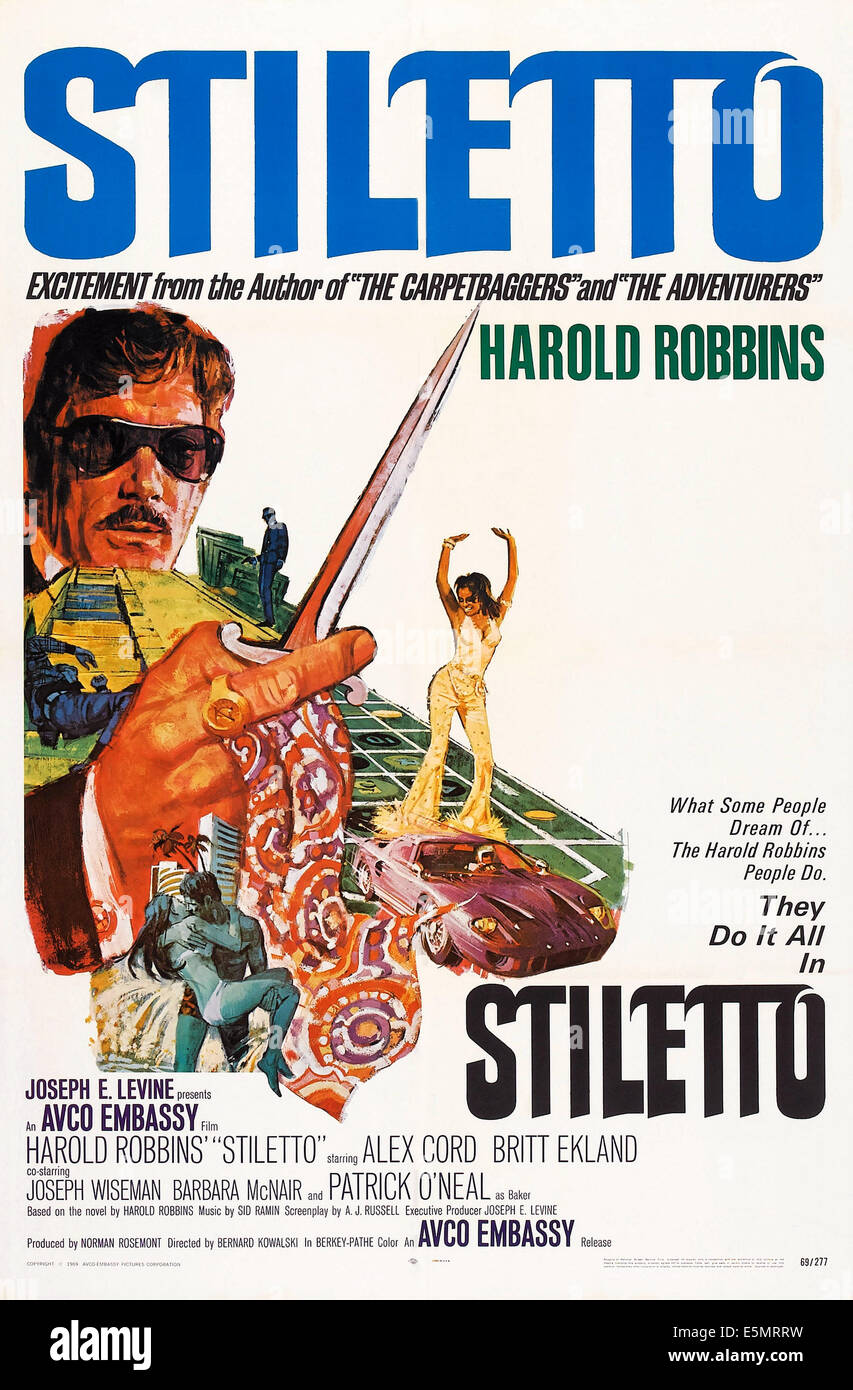 STILETTO, Plakatkunst, oben: Alex Cord, 1969 Stockfoto