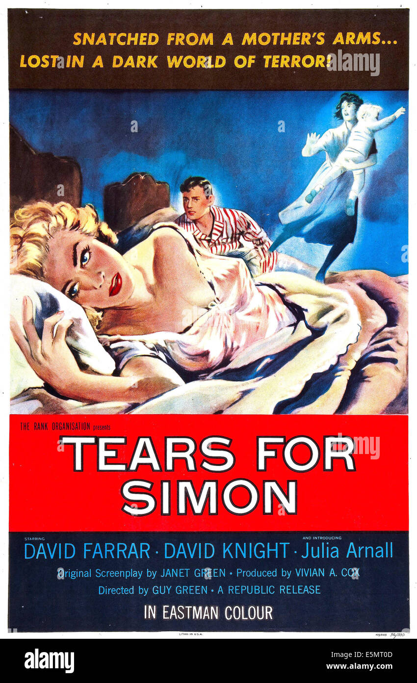 Tränen für SIMON, (aka verloren), US-Plakatkunst, Julia Arnall, David Knoight, 1956. Stockfoto