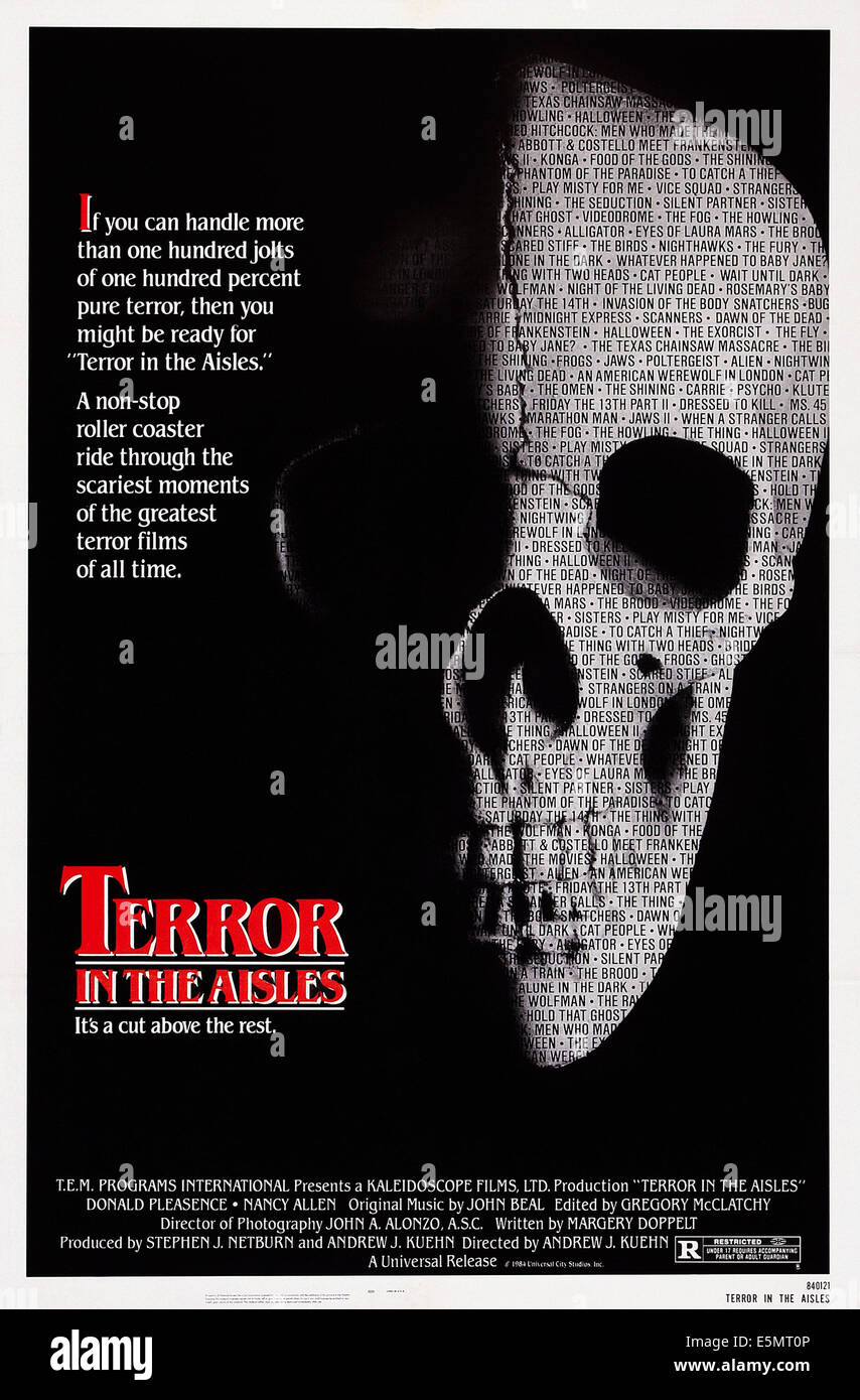 TERROR IN die Gänge, Plakatkunst, 1984. © Universal Bilder/Courtesy Everett Collection Stockfoto