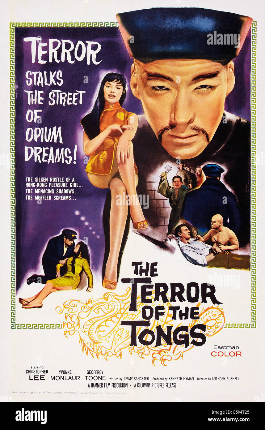 DER TERROR der Zange, US-Plakat, von links: Yvonne Monlaur, Christopher Lee, 1961 Stockfoto