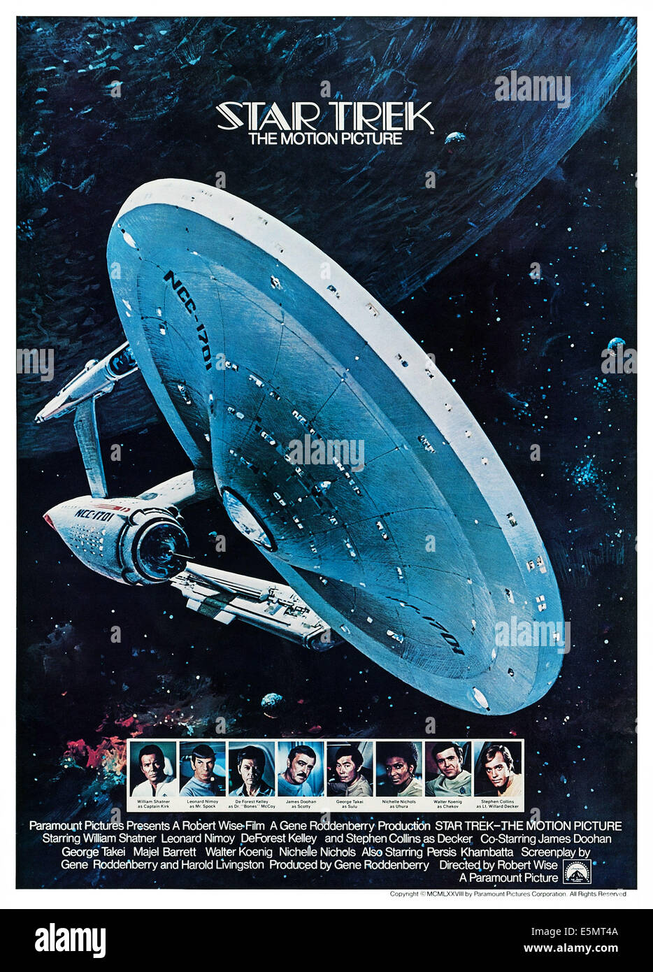 STAR TREK: Die Bewegung Abbildung, US-Poster, von links: William Shatner, Leonard Nimoy, DeForest Kelley, James Doohan, George Stockfoto