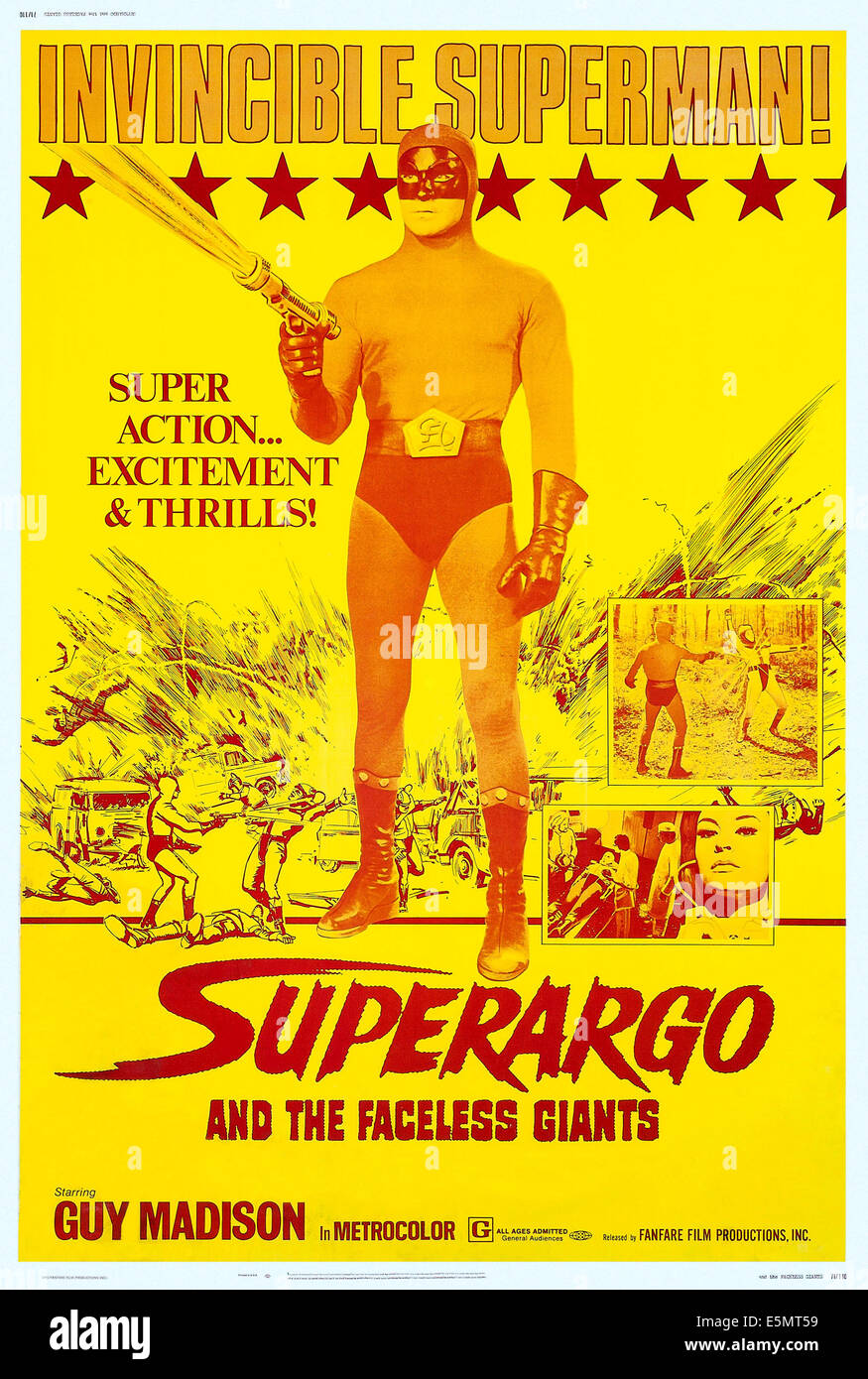 SUPERARGO und die GESICHTSLOSEN Riesen, (aka L'INVINCIBILE SUPERMAN), US-Plakat, Giovanni Cianfriglia (als Ken Wood), 1968 Stockfoto