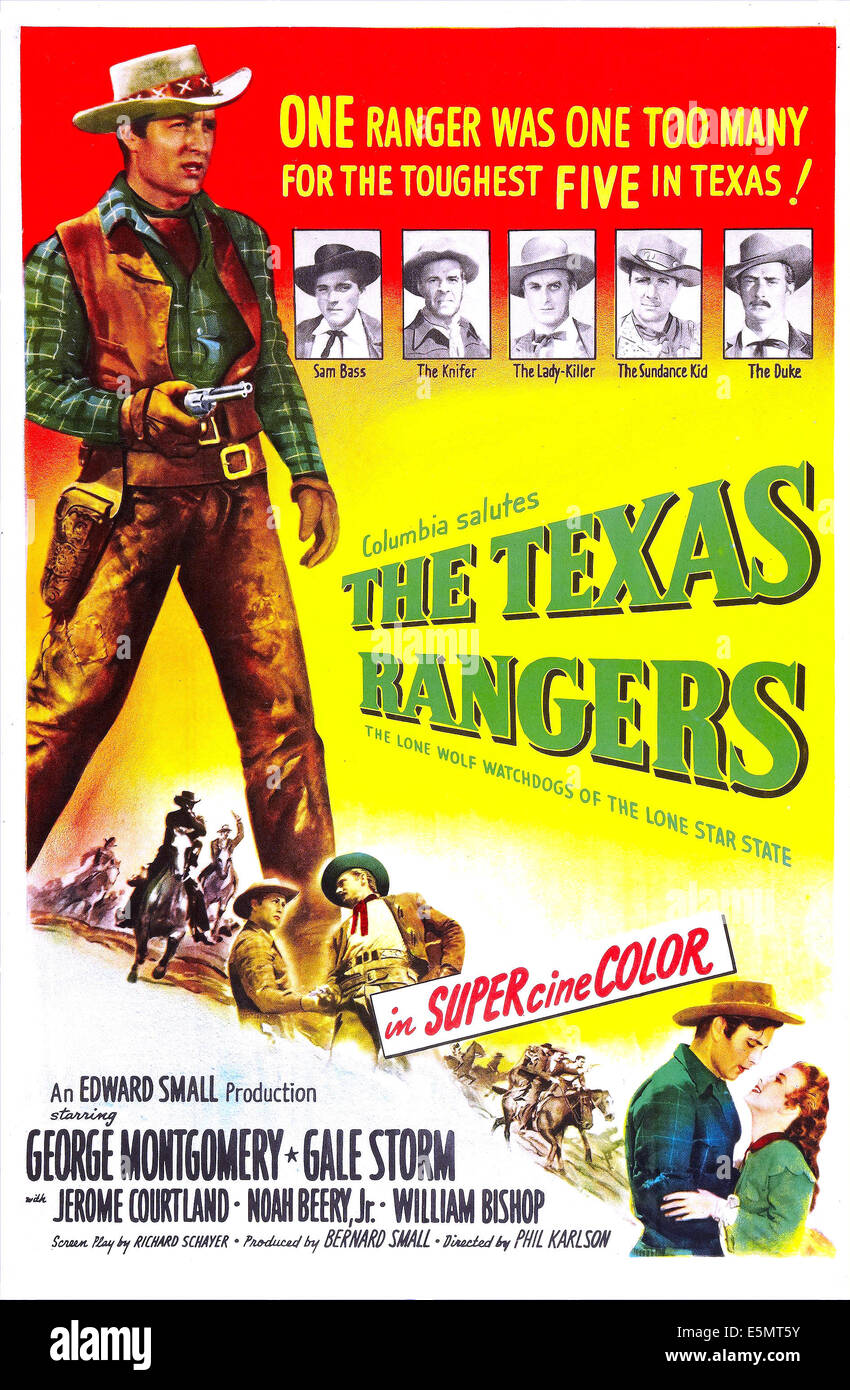 DIE TEXAS RANGERS, USposter Kunst, George Montgomery, 1951. Stockfoto