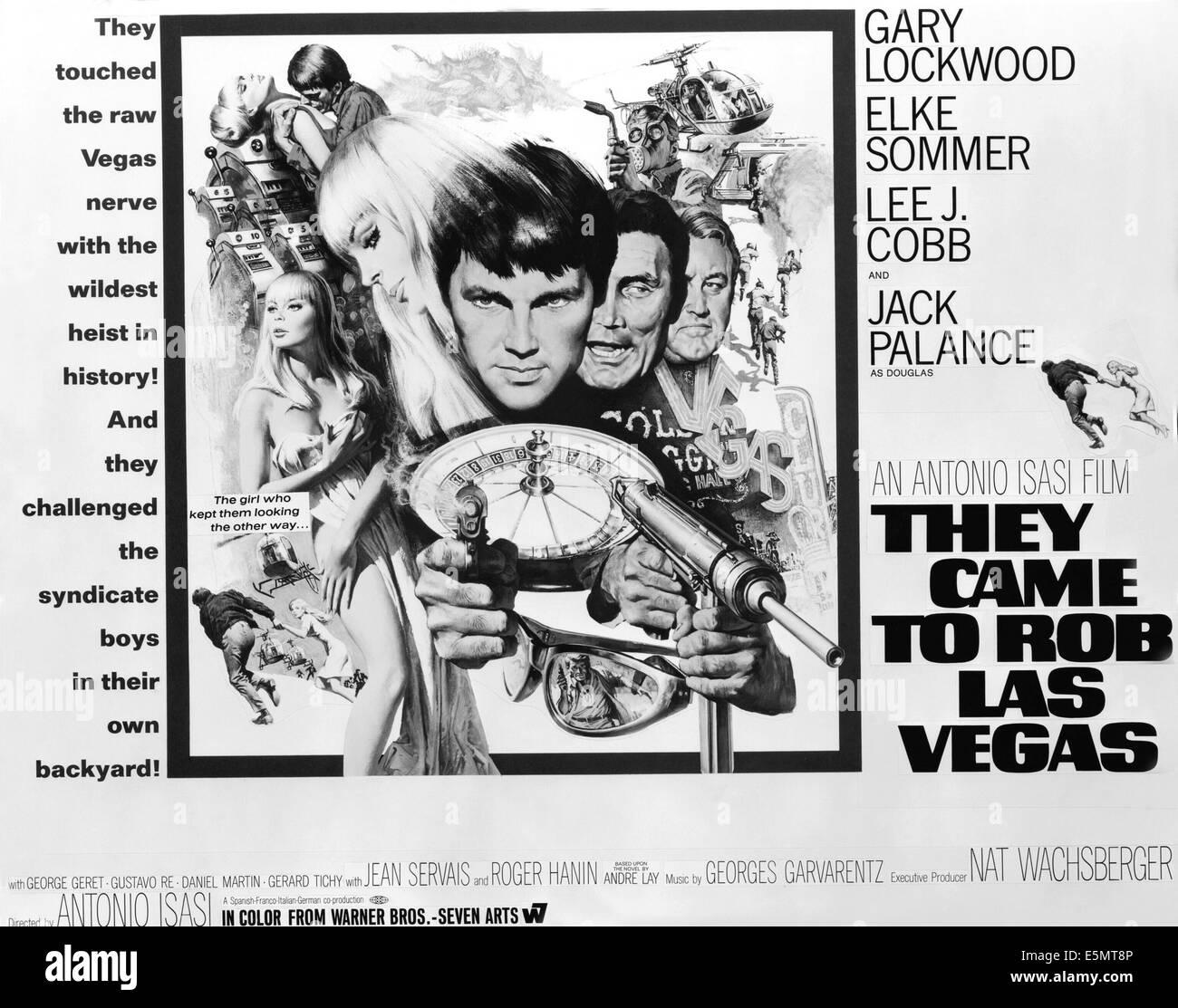 Sie kam zu ROB LAS VEGAS, (aka LAS VEGAS, 500 Millionen), von links: Elke Sommer, Gary Lockwood, Jack Palance, Cobb, Stockfoto