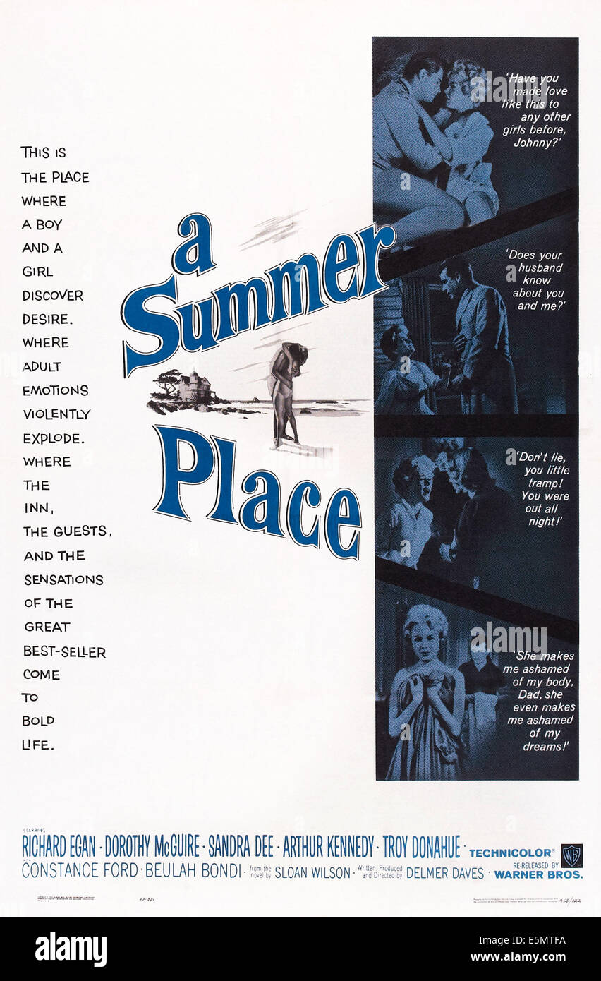 A SUMMER PLACE, von oben: Troy Donahue, Sandra Dee, Sandra Dee, Richard Egan, Sandra Dee, Constance Ford, Sandra Dee, 1959. Stockfoto