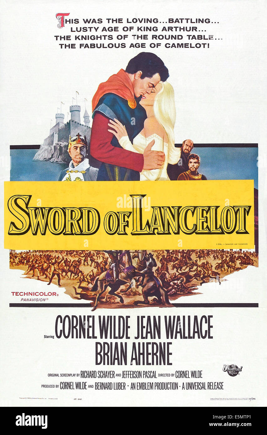 Schwert von LANCELOT, (aka LANCELOT und GUINEVERE), US-Plakat, v.l.: Brian Aherne, Cornel Wilde, Jean Wallace, Archie Duncan Stockfoto