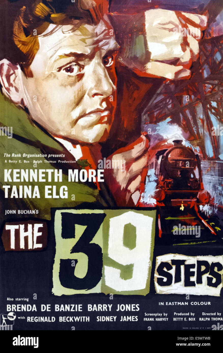 DIE 39 Stufen, Kenneth More auf UK Plakatkunst, 1959 Stockfoto