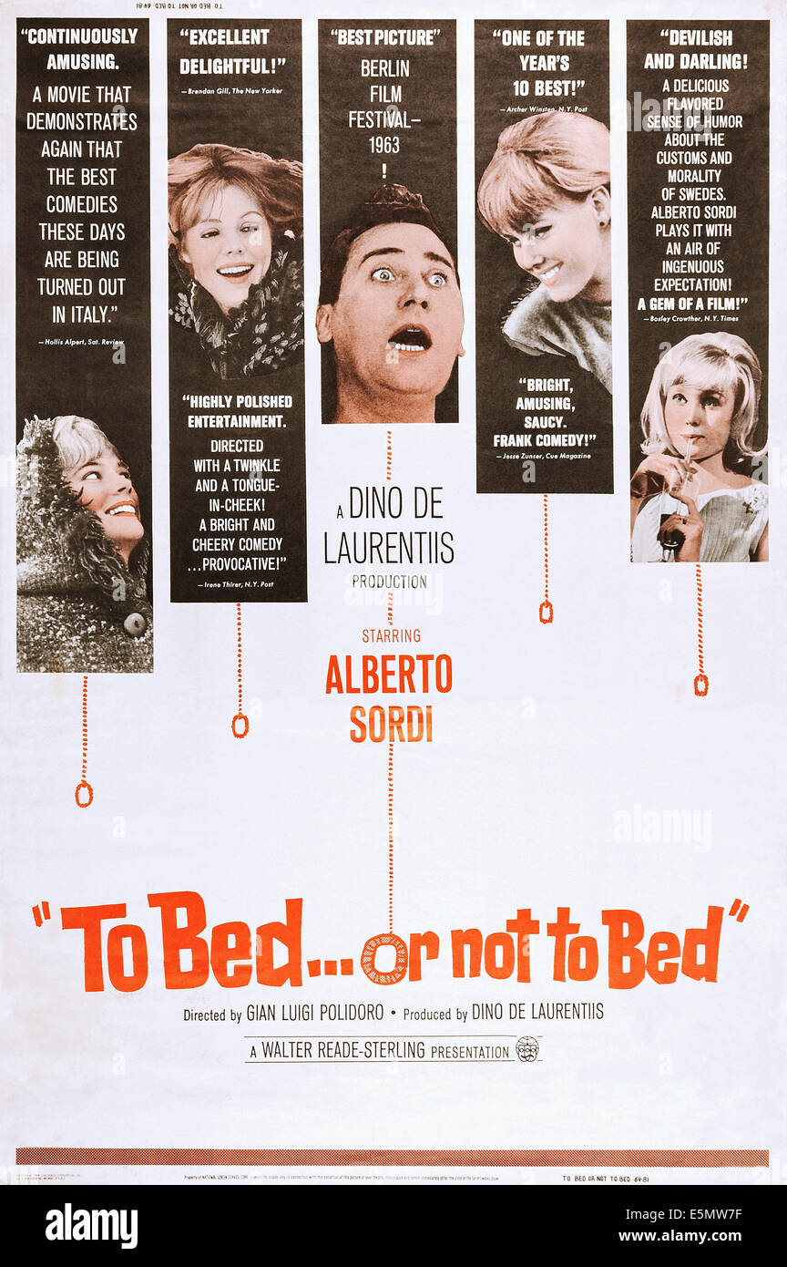 INS Bett oder nicht zu Bett, (aka IL DIAVOLO), US-Plakatkunst, Alberto Sordi, (Mitte), 1963 Stockfoto