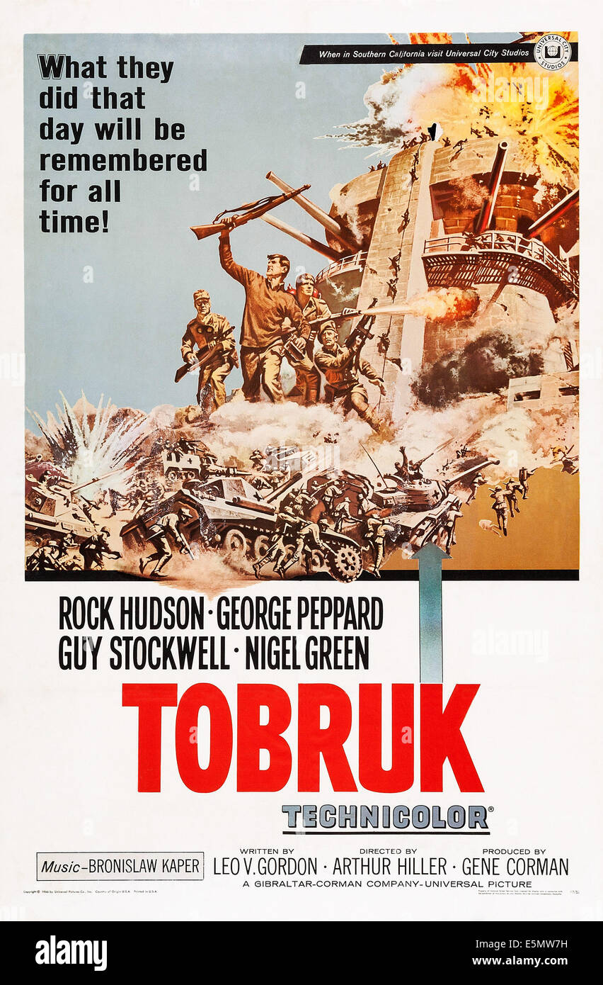 TOBRUK, US-Plakat links zweite v.l: Rock Hudson, George Peppard, Nigel Green, 1967 Stockfoto