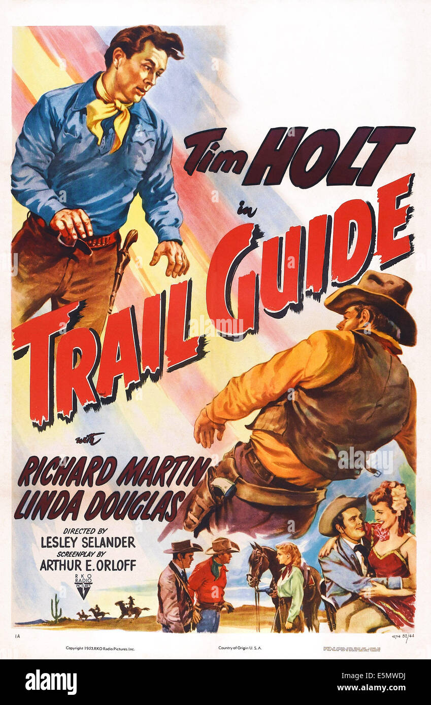 TRAIL GUIDE, US-Plakat, Tim Holt (oben), 1952 Stockfoto