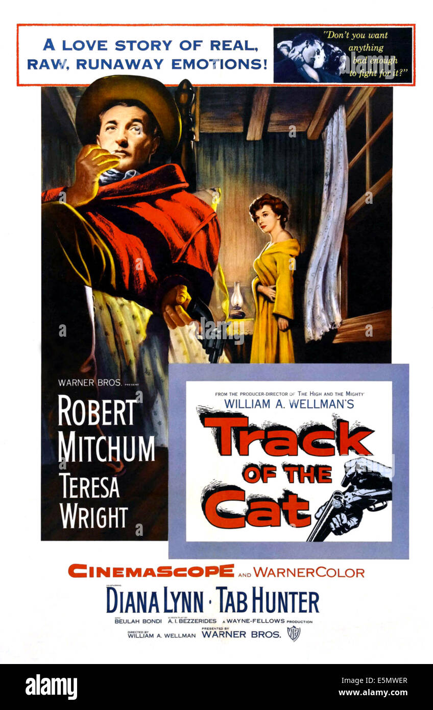 Überblick über die Katze, Robert Mitchum, Teresa Wright, 1954. Stockfoto