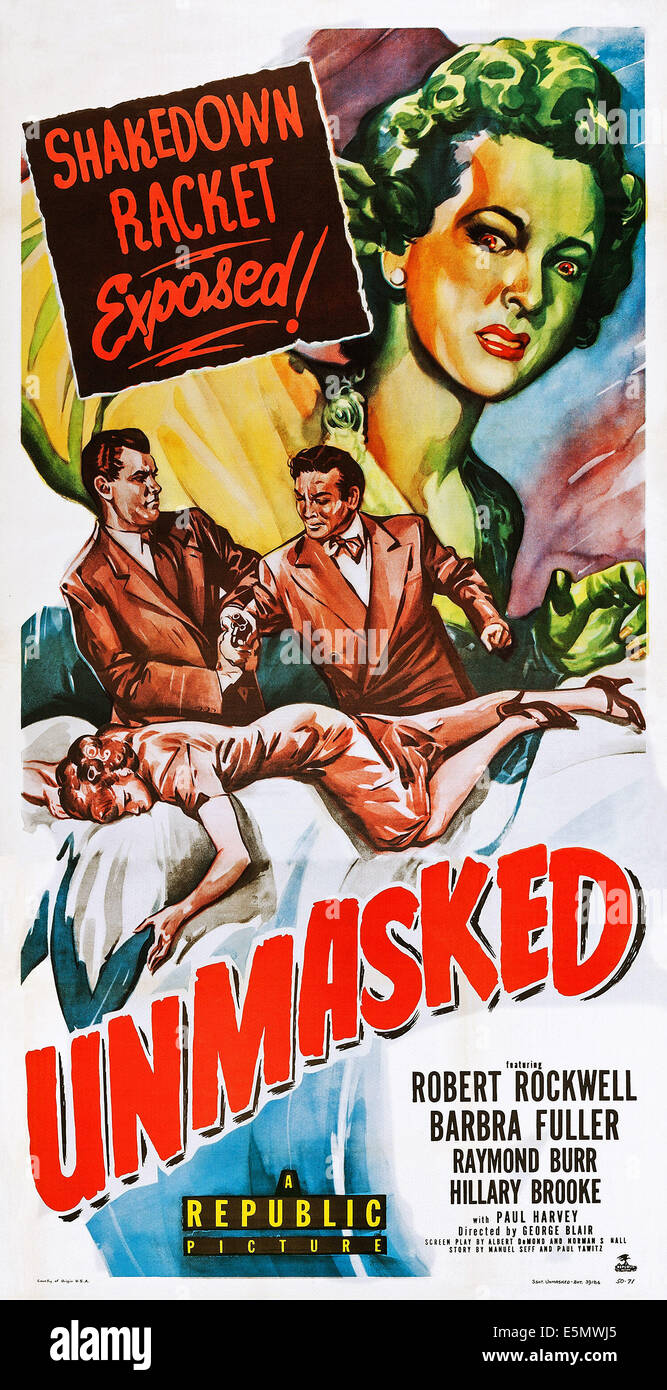 UNMASKED, US Plakatkunst, 1950 Stockfoto