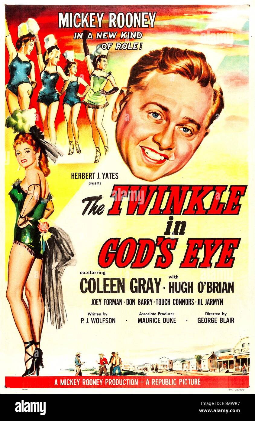 DAS Funkeln IN Götter EYE, Zentrum Mickey Rooney, US Plakatkunst, 1955. Stockfoto