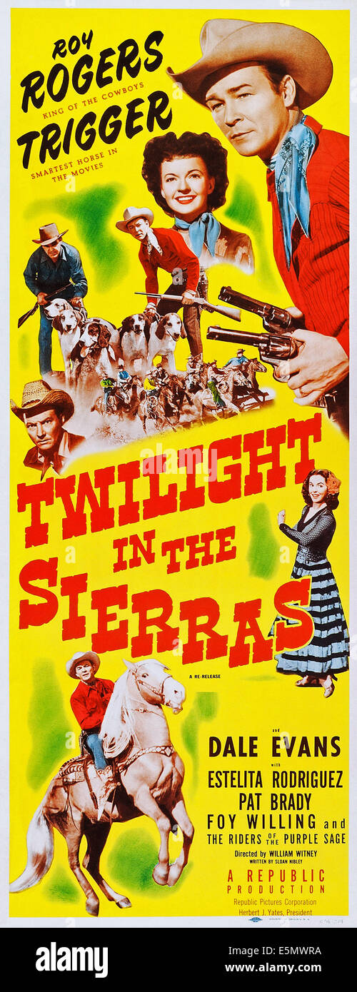 TWILIGHT IN THE SIERRAS, US-Plakat-Kunst, Top: Dale Evans, Roy Rogers, 1950 Stockfoto