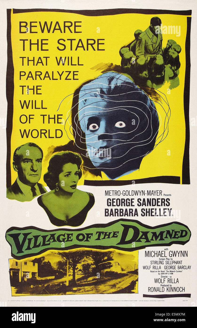 Dorf der VERDAMMTEN, US Plakatkunst, von links: George Sanders, Barbara Shelley, 1960 Stockfoto