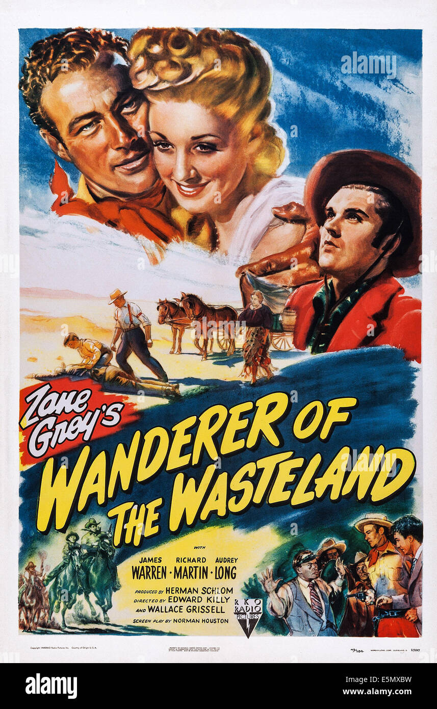 WANDERER von THE WASTELAND, US Plakatkunst von oben links: James Warren, Audrey Long, Richard Martin, 1945 Stockfoto