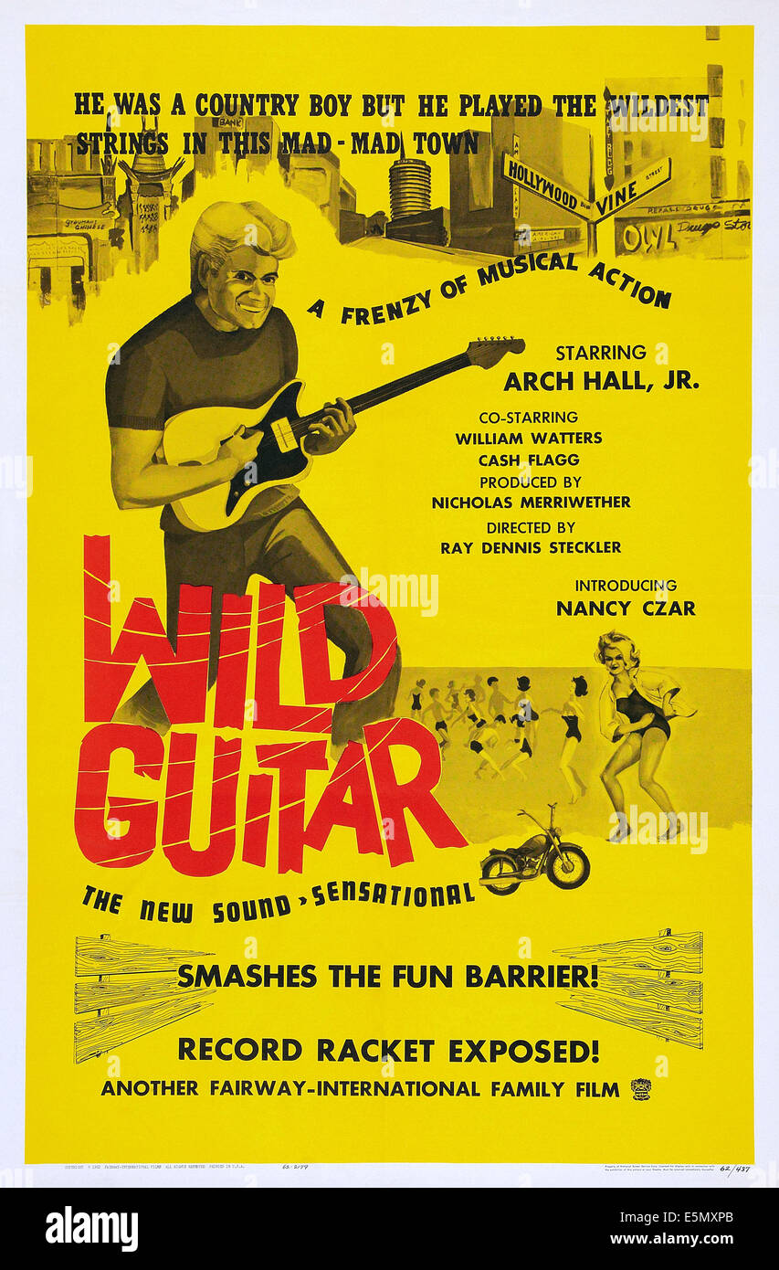 WILDE Gitarre, US Plakatkunst, Arch Hall, Jr., 1962 Stockfoto