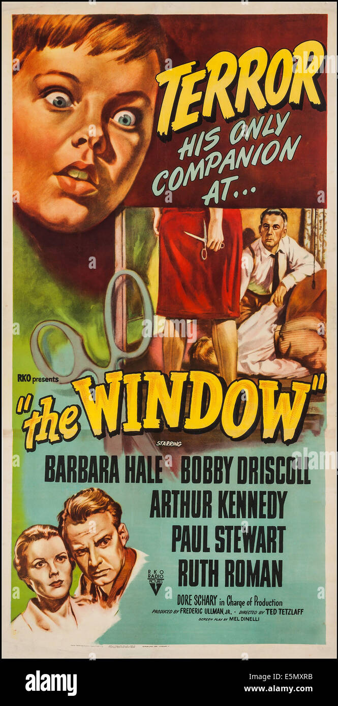 DAS Fenster US Plakatkunst, im Uhrzeigersinn von oben links: Bobby Driscoll, Paul Stewart, Arthur Kennedy, Barbara Hale, 1949 Stockfoto