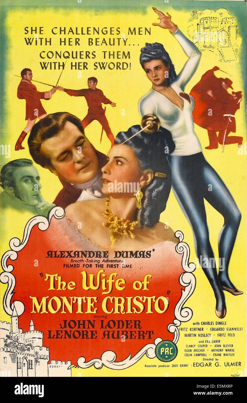 DIE Frau von MONTE CRISTO, US-Plakat, von links: John Loder, Lenore Aubert, 1946 Stockfoto