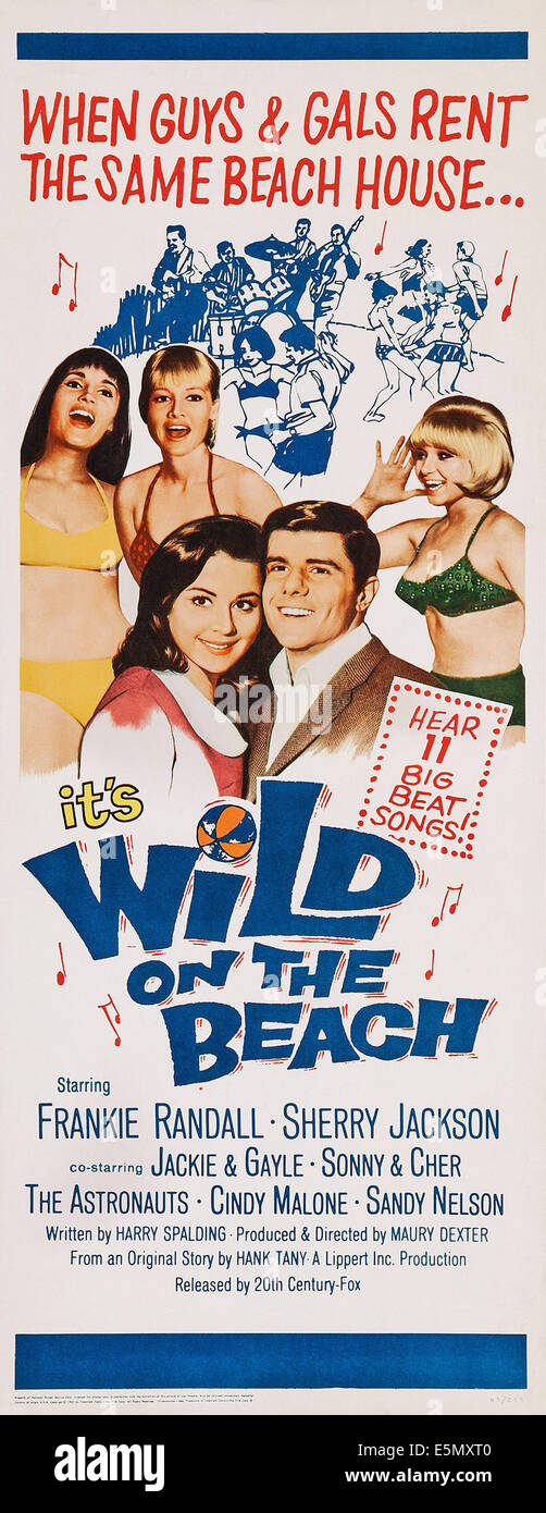 WILD ON THE BEACH, uns Plakatkunst, vorne, von links: Sherry Jackson, Frankie Randall, 1965. TM & Copyright © 20th Century Fox Stockfoto