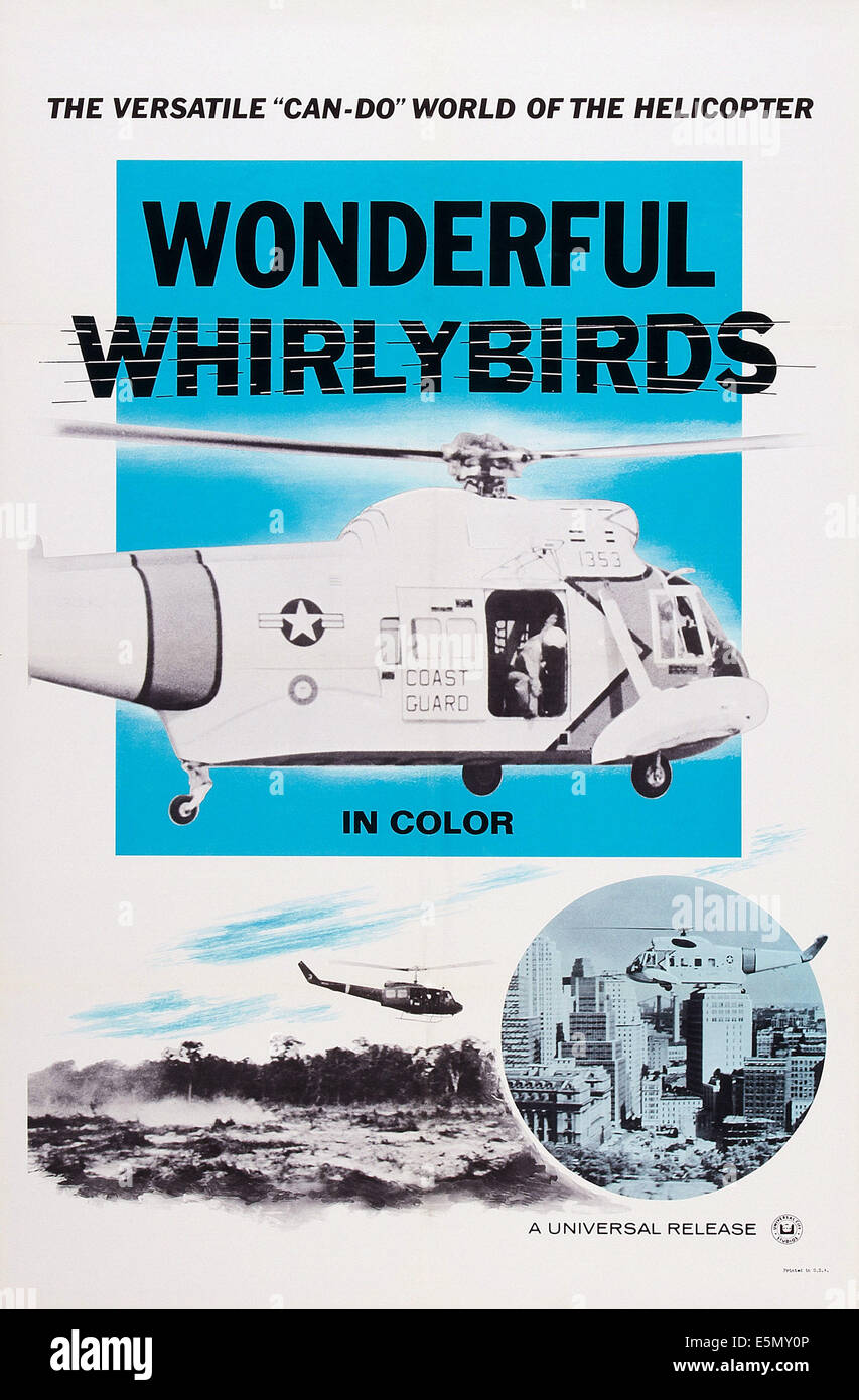 WUNDERBARE WHIRLYBIRDS, US-Plakat-Kunst, 1960 Stockfoto