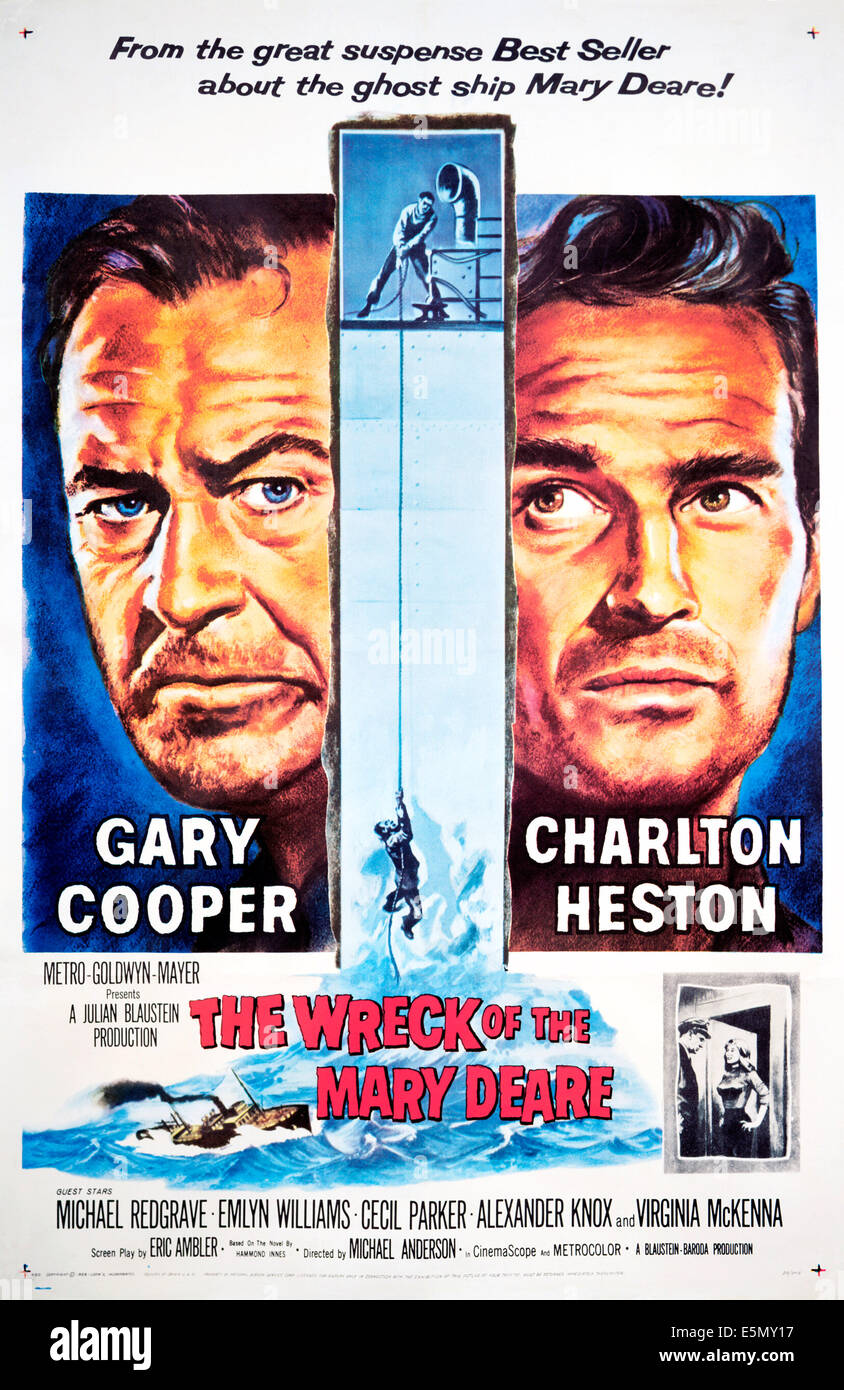 Das Wrack von THE MARY DEARE, von links: Gary Cooper, Charlton Heston, 1959 Stockfoto