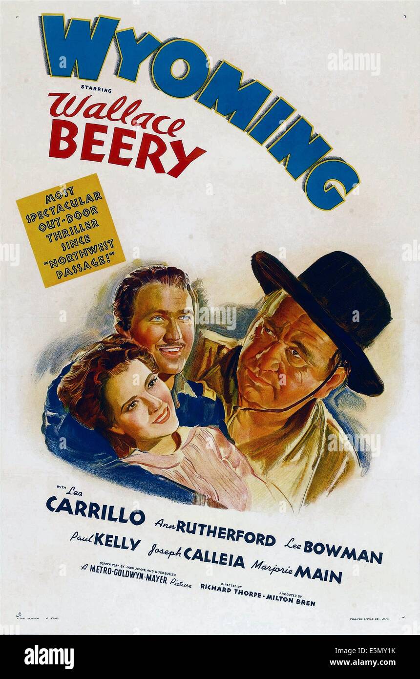 WYOMING, von links: Ann Rutherford, Leo Carrillo, Wallace Beery, 1940 Stockfoto