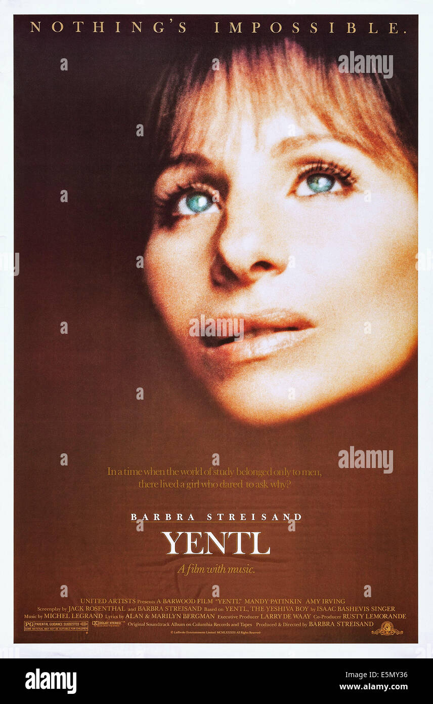 YENTL, US Plakatkunst, Barbra Streisand, 1983. © United Artists/Courtesy Everett Collection Stockfoto