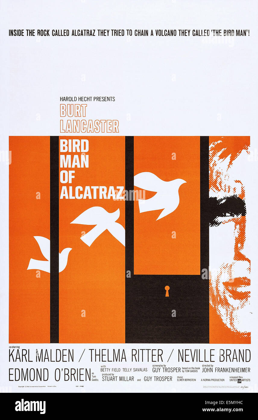 BIRDMAN OF ALCATRAZ, US Plakatkunst, Burt Lancaster, 1962 Stockfoto
