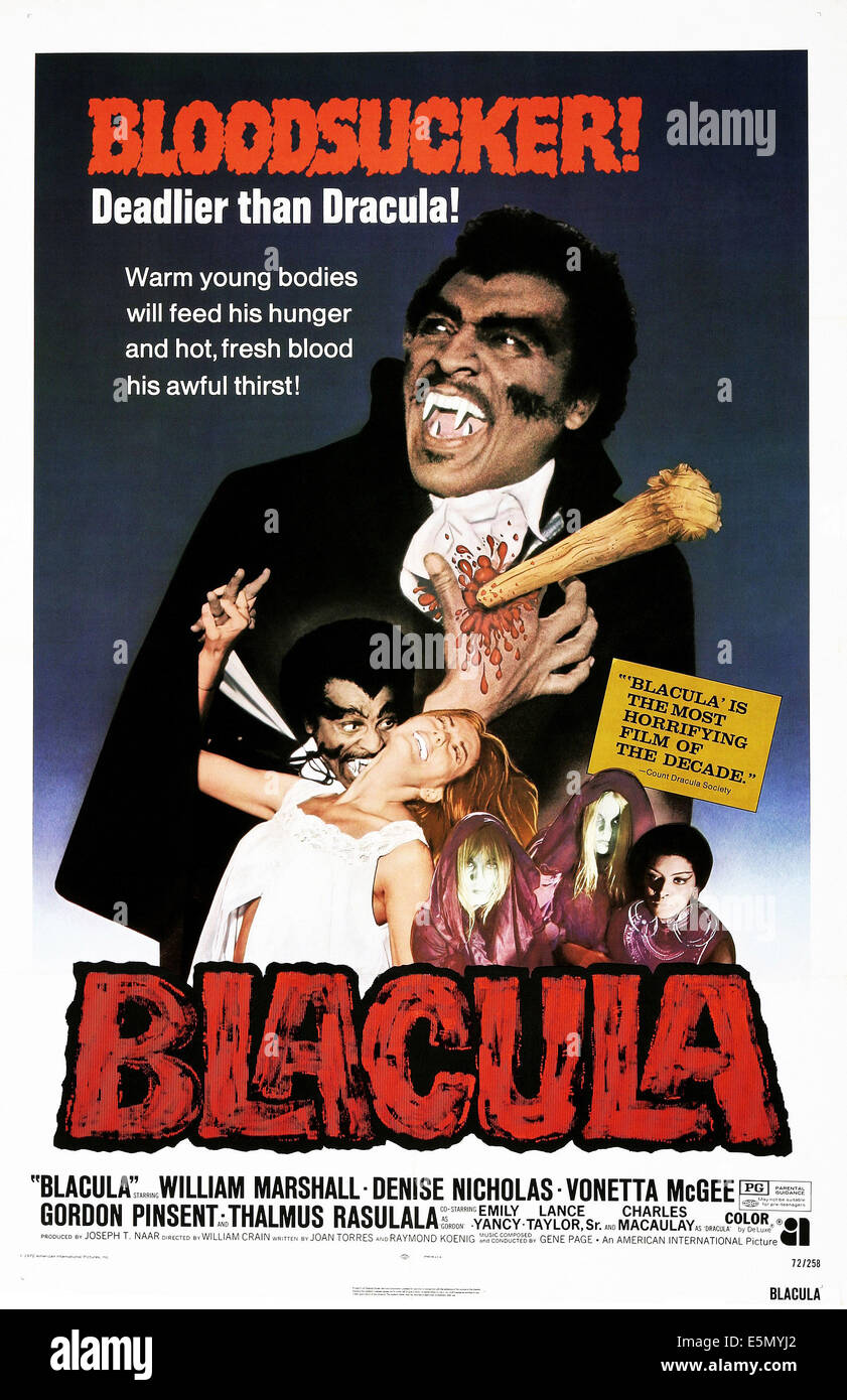 BLACULA, US-Plakat, William Marshall, 1972. Stockfoto