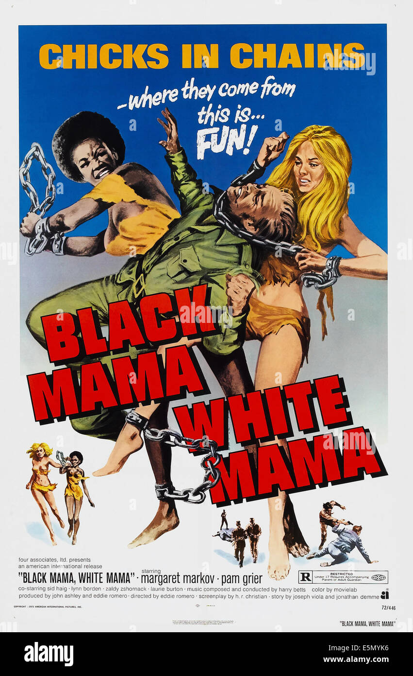 BLACK MAMA, WHITE MAMA, US-Plakat, Pam Grier, Margaret Markov, 1972. Stockfoto