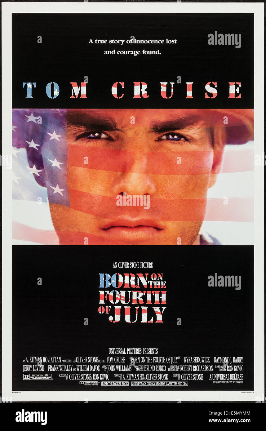 GEBOREN ON THE vierten von Juli, Tom Cruise, 1989, Plakatkunst Stockfoto