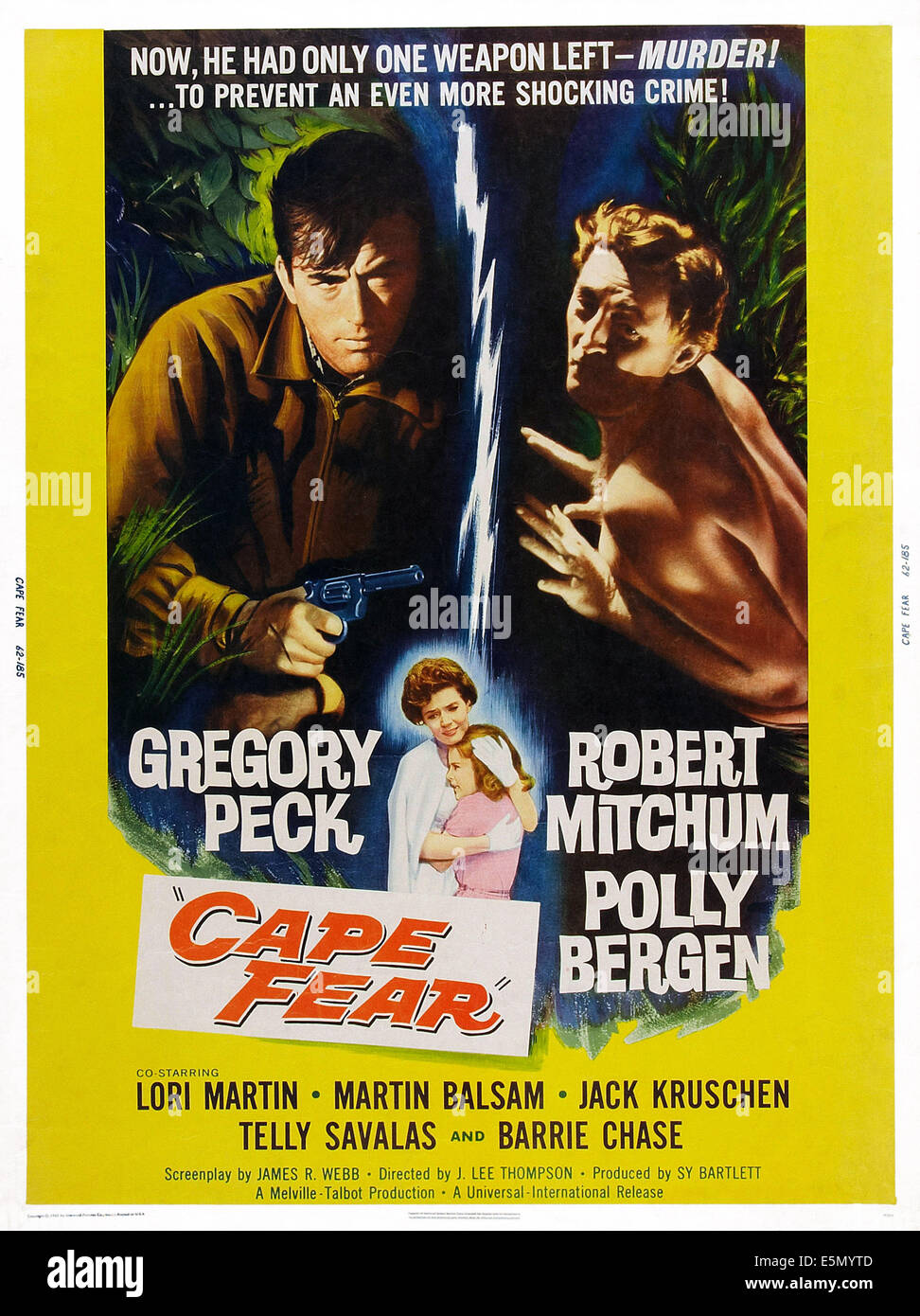 CAPE FEAR, US Plakatkunst, Gregory Peck, Robert Mitchum, Polly Bergen, Lori Martin 1962 Stockfoto