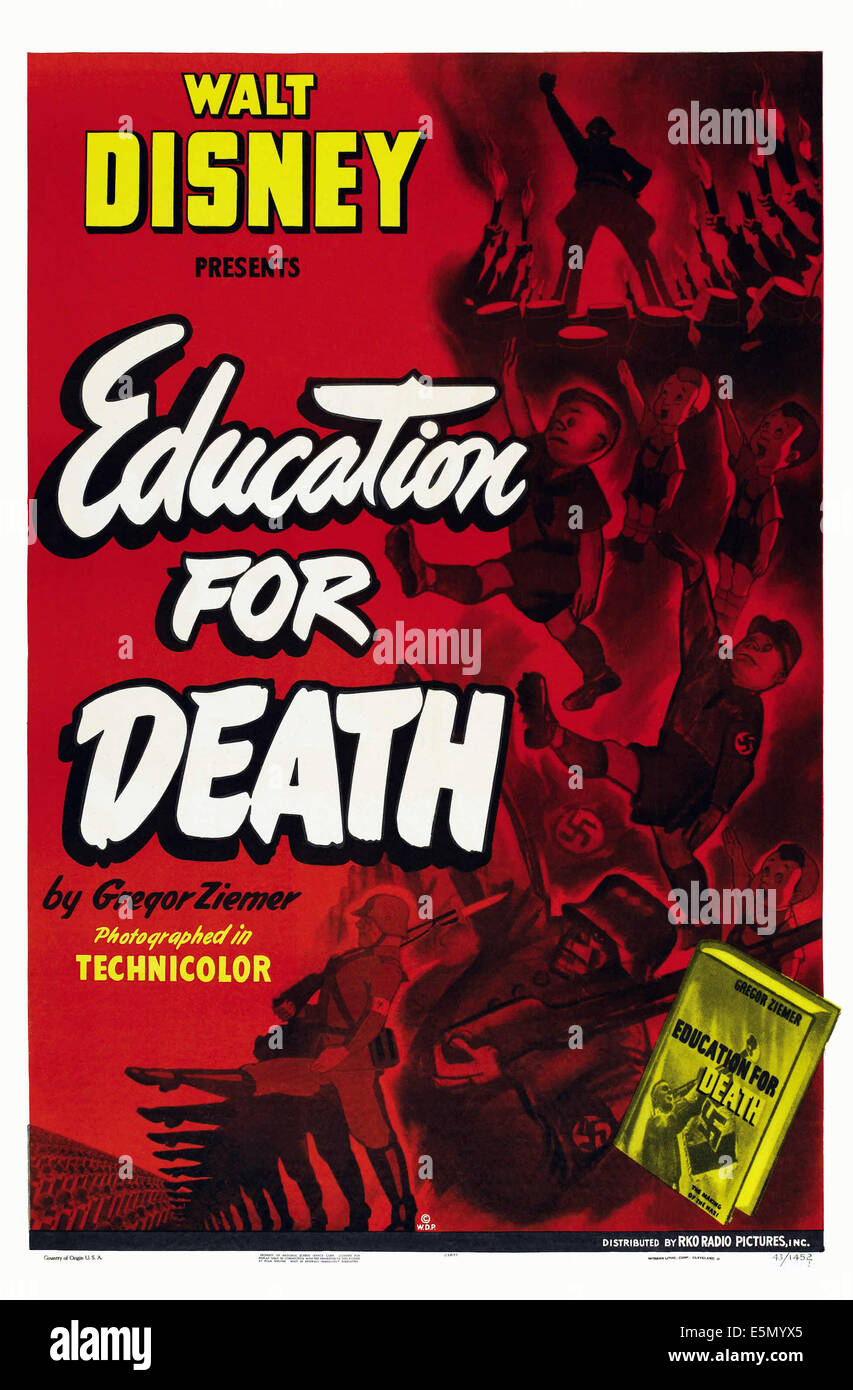 EDUCATION FOR DEATH, Plakatkunst, 1943. Stockfoto