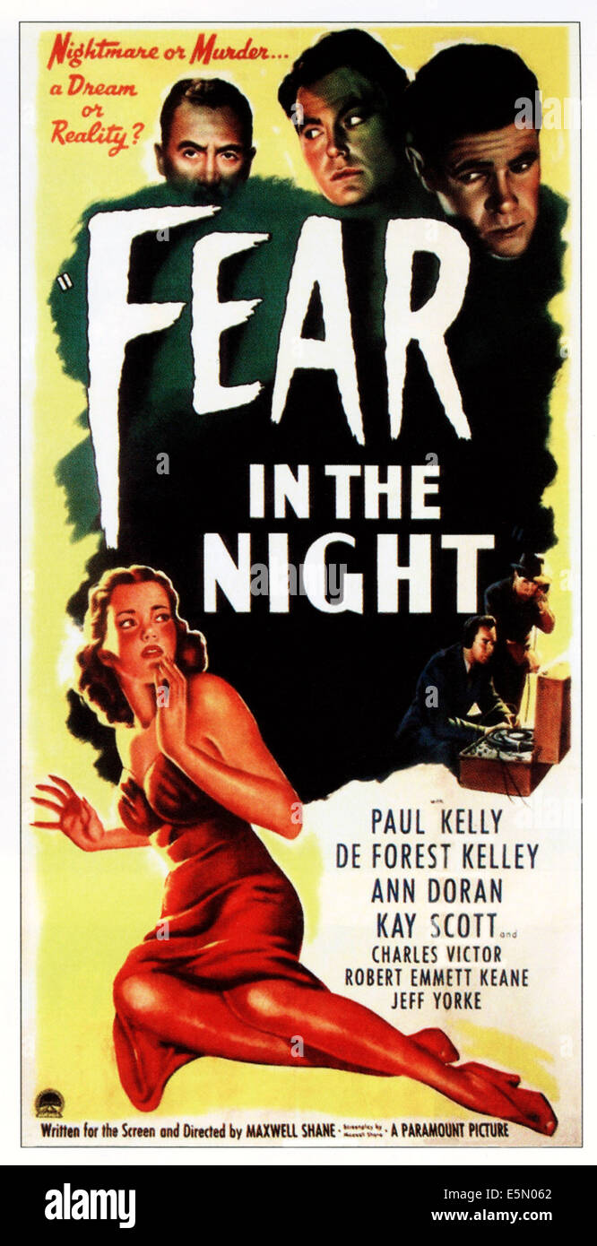 Angst IN der Nacht, oben in der Mitte: DeForest Kelley, oben rechts: Paul Kelly, unten: Ann Doran, 1947 Stockfoto