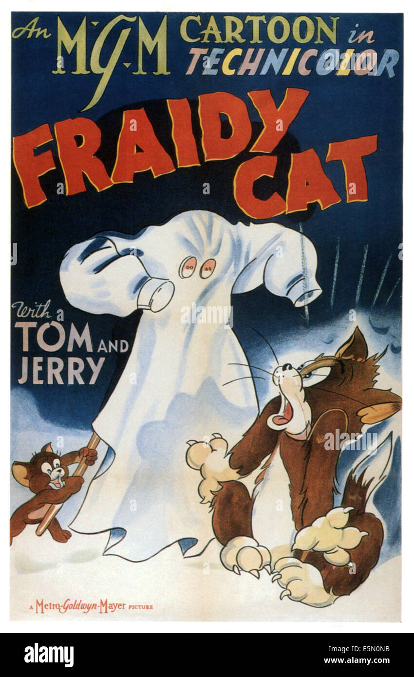 FRAIDY CAT, von links: Jerry, Tom, 1942. Stockfoto