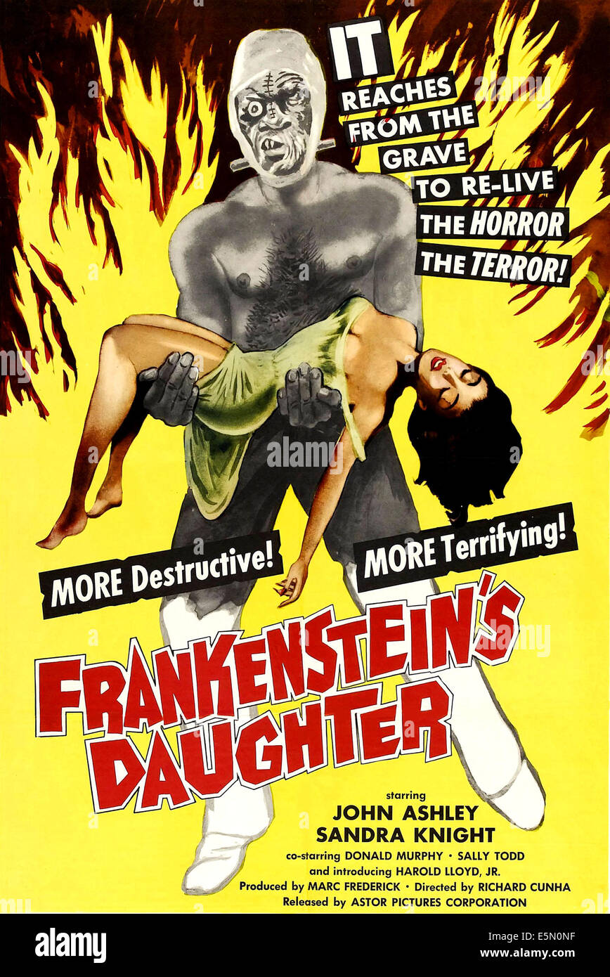 FRANKENSTEINS Tochter, Harry Wilson (als das Monster), 1-Blatt Plakatkunst, 1958. Stockfoto