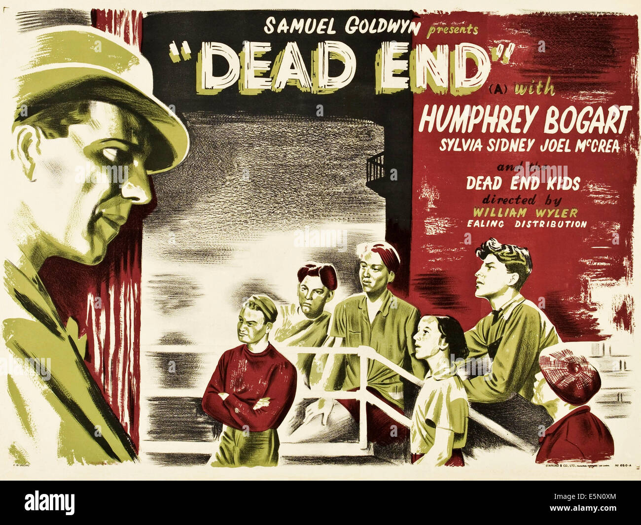 Sackgasse Links: Humphrey Bogart, rechts: The Dead End Kids auf der 1940er Jahre Plakatkunst, 1937. Stockfoto