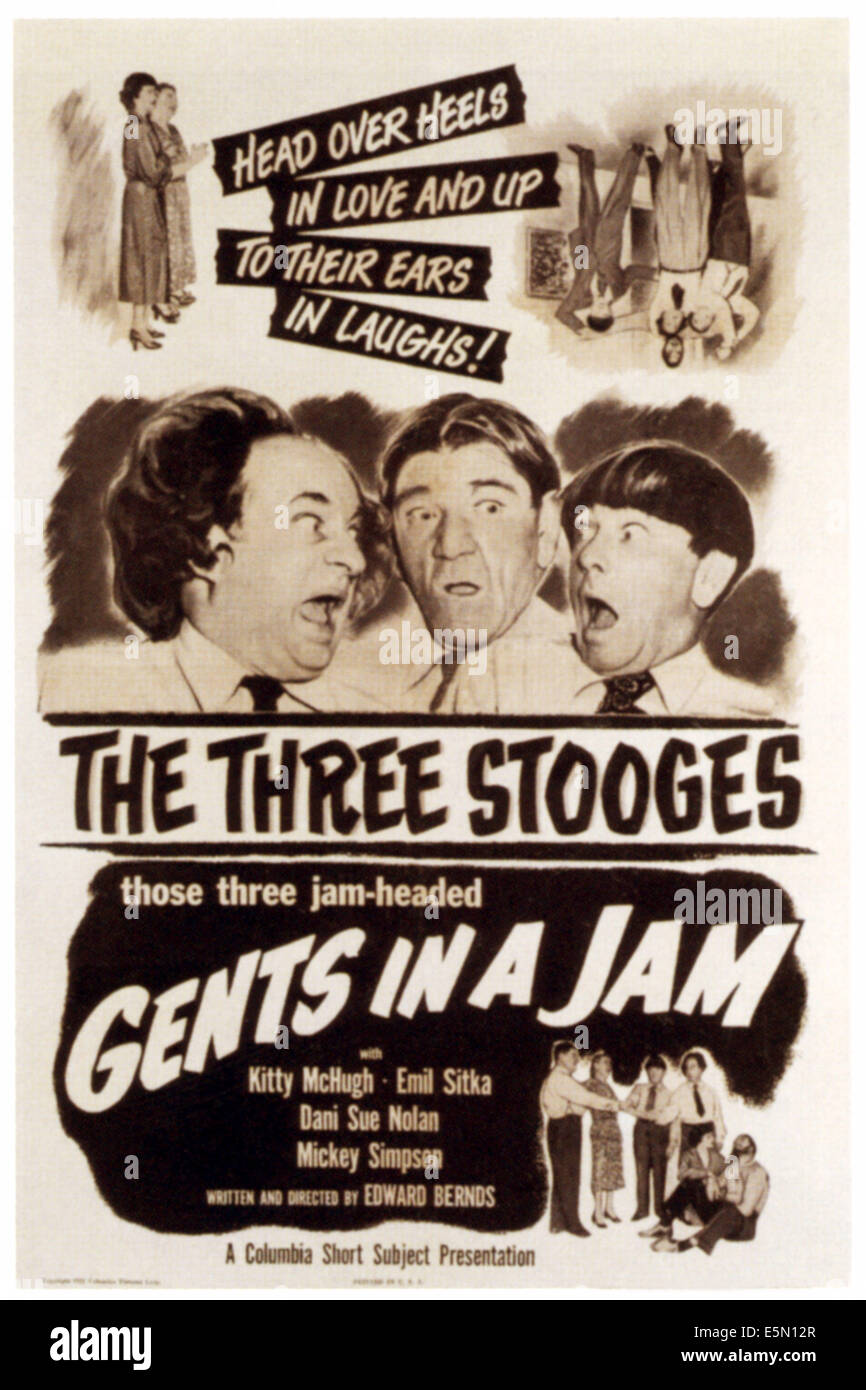 Herren IN A JAM, Three Stooges von links: Larry Fine, Shemp Howard, Moe Howard, 1952. Stockfoto