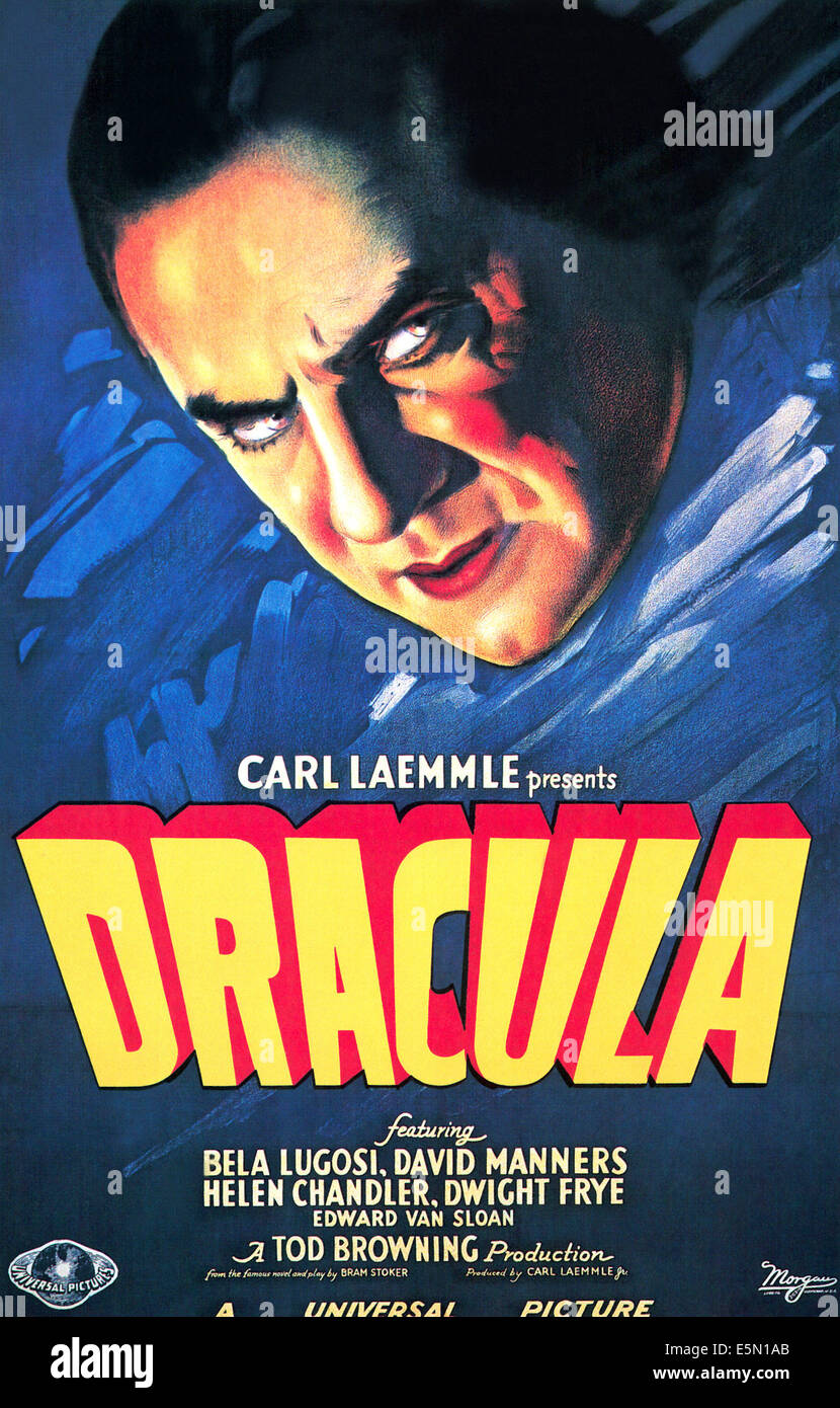 DRACULA, Bela Lugosi, 1931, Plakatkunst Stockfoto