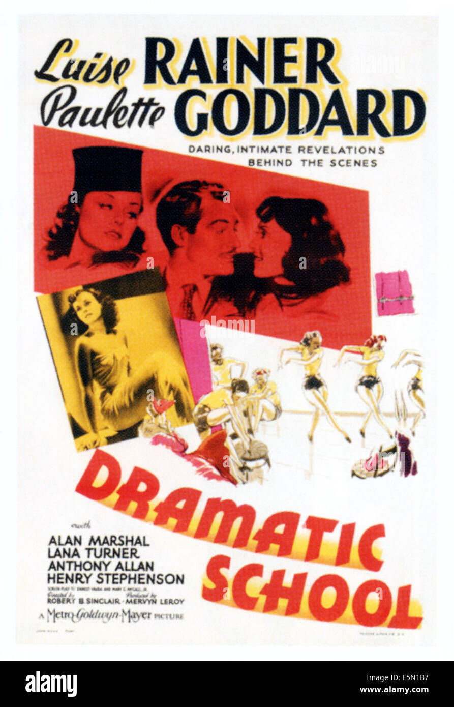 DRAMATIC SCHOOL, oben l-r: Paulette Goddard, Alan Marshall, Luise Rainer auf Plakatkunst, 1938. Stockfoto