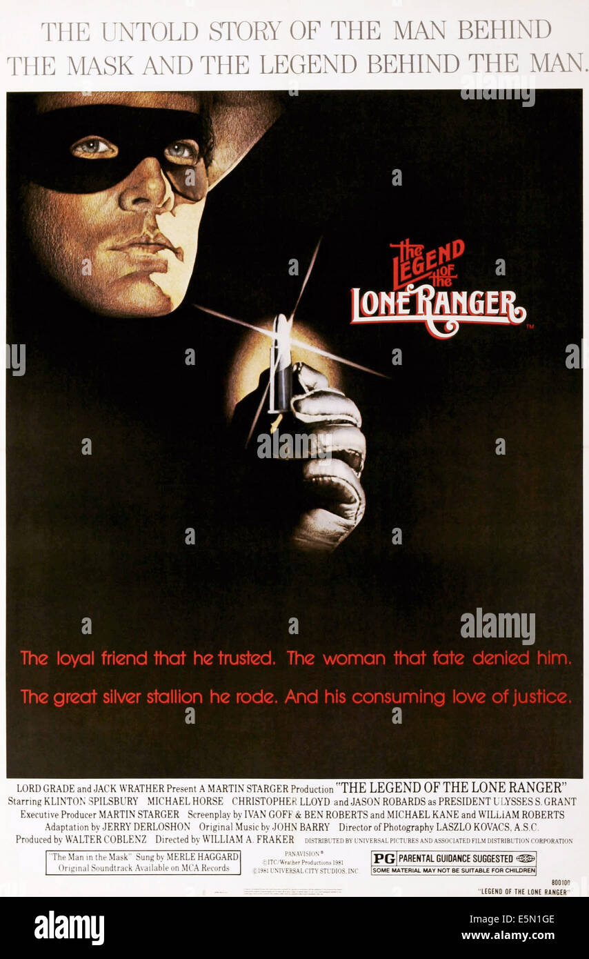 DIE Legende von THE LONE RANGER, US Plakatkunst, Klinton Spilsbury, Plakatkunst, 1981. © Universal. Höflichkeit: Everett Collection. Stockfoto