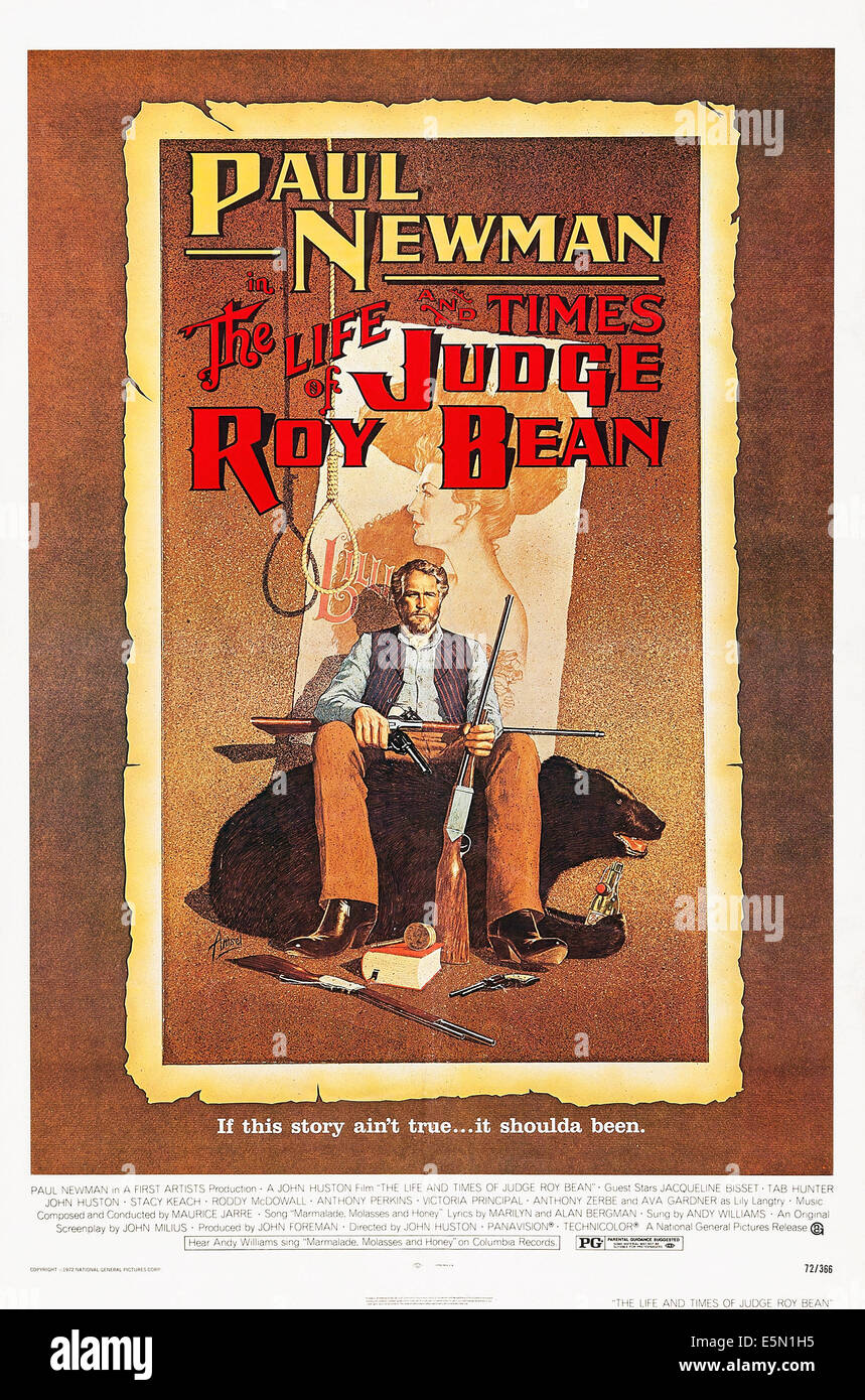 Das LEBENUND Zeiten von Richter ROY BEAN, US-Plakat, Paul Newman, 1972 Stockfoto