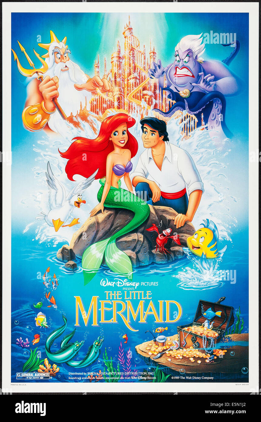 DIE kleine Meerjungfrau, oben von links König Triton, Ursula, unten von links Scuttle, Ariel