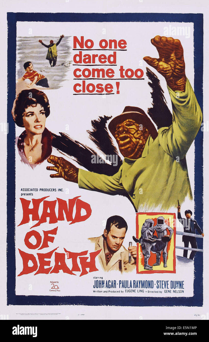 HAND des Todes, USA Plakatkunst, Paula Raymond, John Agar, 1962. TM & Copyright © 20. Century Fox Film Corp. Alle Rechte Stockfoto