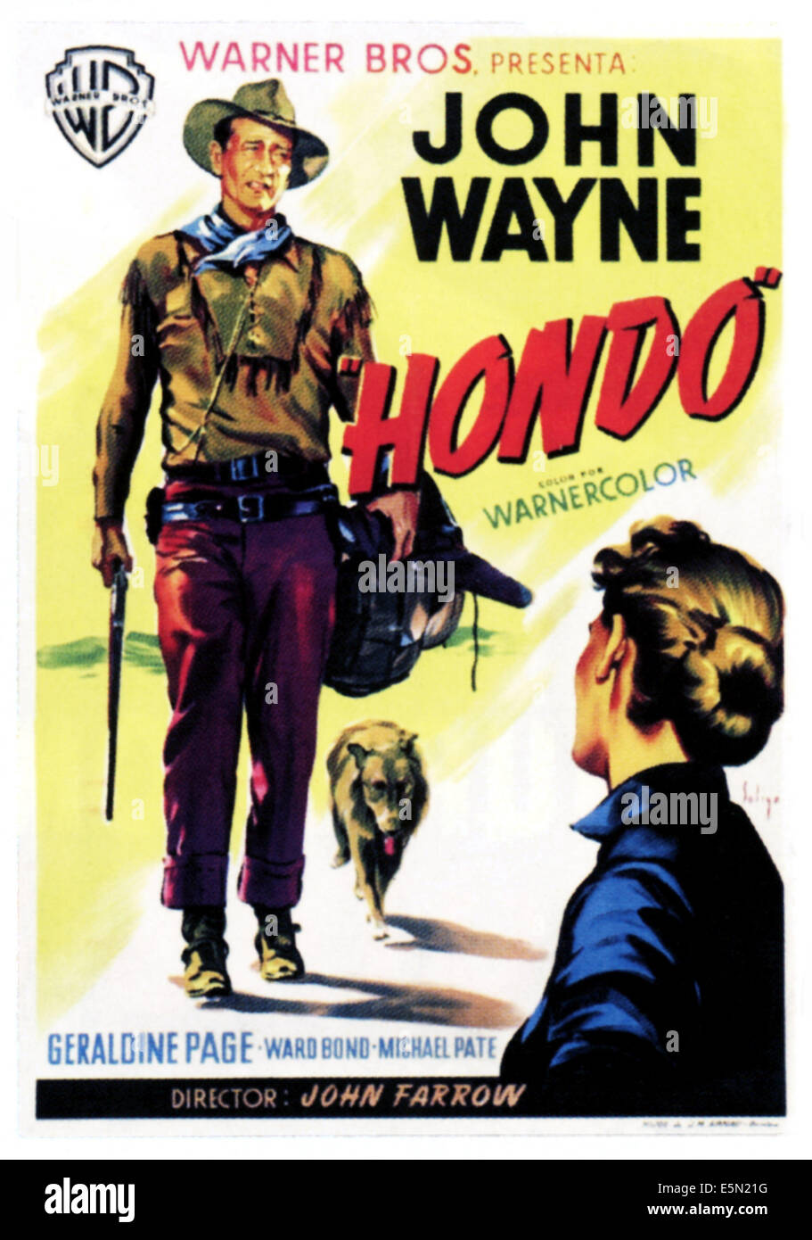 HONDO, John Wayne auf spanischen Plakatkunst, 1953. Stockfoto